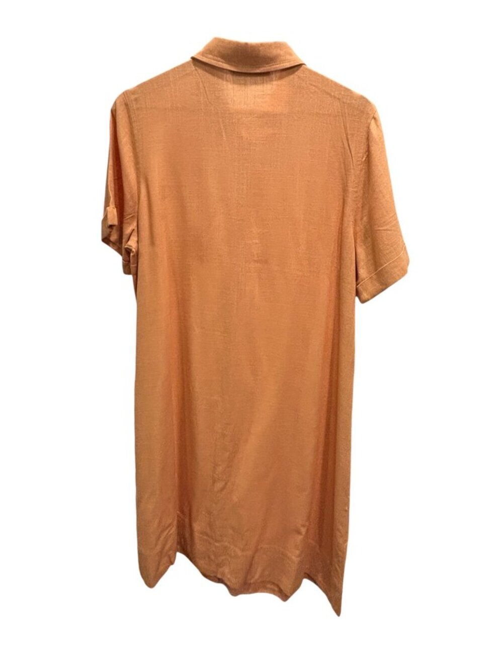 Black Tape Shirt Dress M Orange Linen Blend Button Front Minimalist 21x38 - Picture 3 of 6